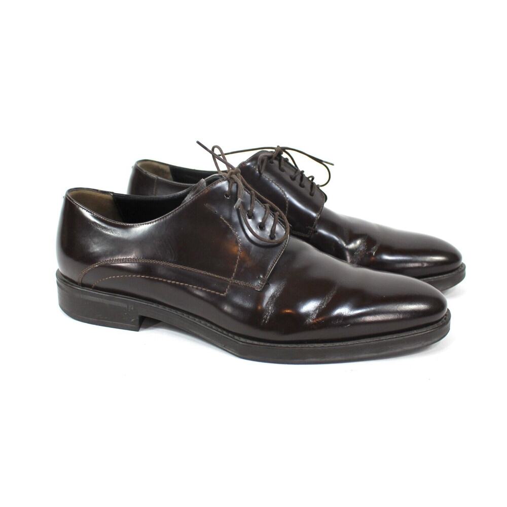 FENDI Roma Dark Brown Leather Rubber Sole Lace Tie Derby Dress Shoes 9 Formal